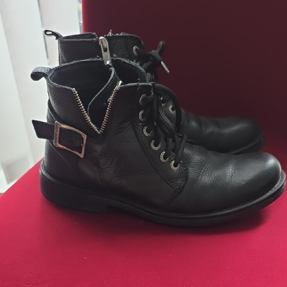 Harley-Davidson Black Leather Men's Boots with Buckle